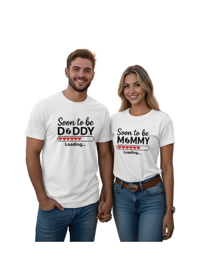 Soon to Be Daddy and Soon to Be Mommy Matching T-Shirt Set | Cotton Couple Tee for Expecting Parents | Pregnancy Announcement Gift