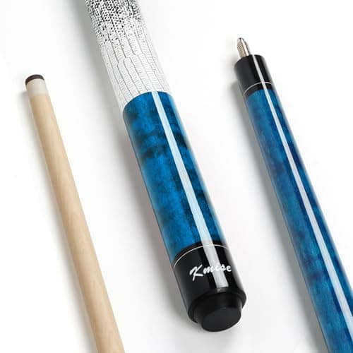 Kmise Pool Cue Stick 21oz 58 Canadian Hard Maple Billiard Cues Pro LowDeflection with 13mm Leather Tip Blue Wood Grain Butt 3D AntiSlip Grip Power Control Pool Sticks for Adults ClubHome