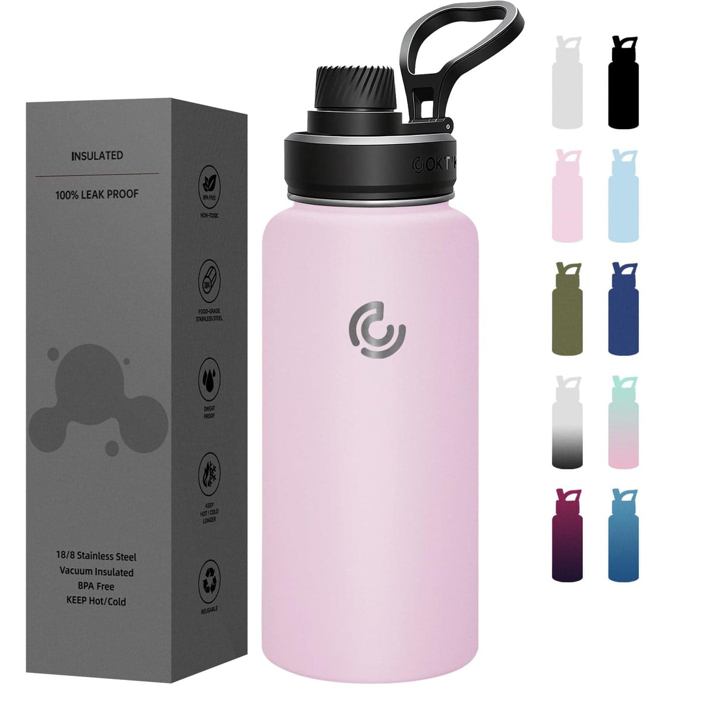 Sports Water Bottle 22oz Insulated Water Bottle with HandleStainless SteelSimple ModernSuitable for Travel School Boy GirlBlush
