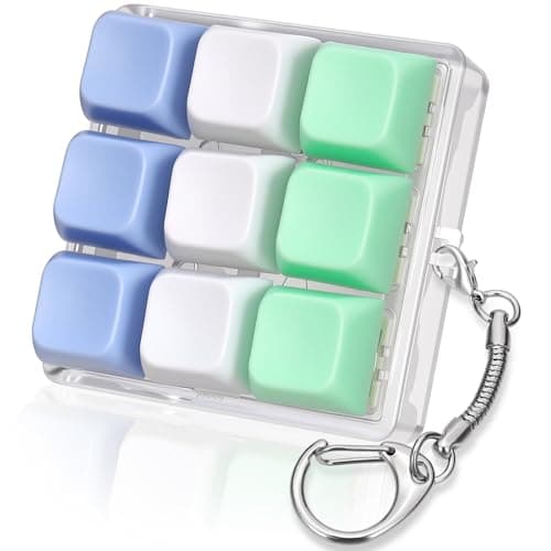 Keyboard Fidget Toy 9in 1 Keyboard Keychain Push Bubble Sensory Fidget Toys Anxiety and Stress Relief Gifts for Children Adults Friends Blue White Green