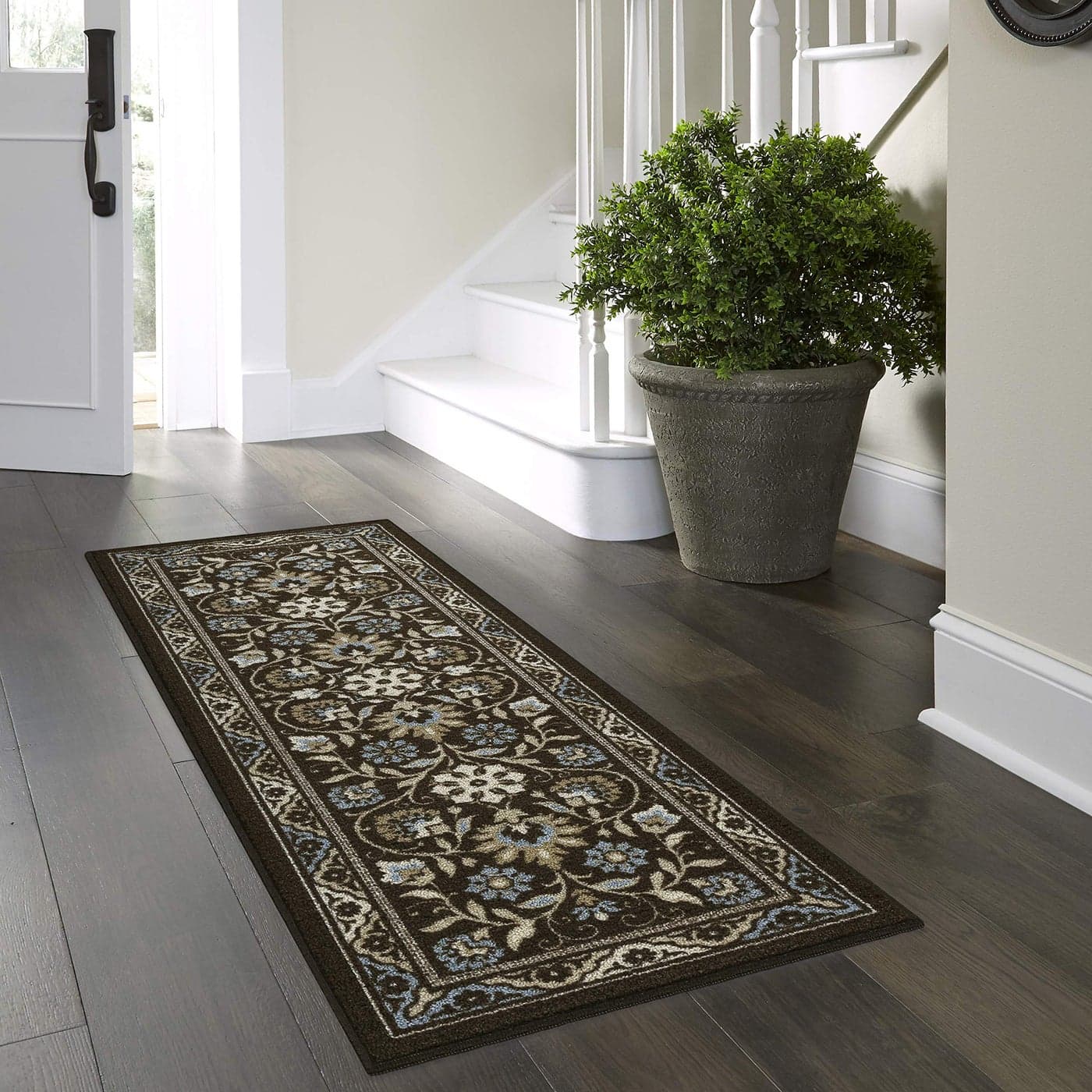Maples Rugs Florence Runner Rug Non Slip Washable Hallway Entry Carpet Made in USA 2 x 6 Coffee Brown