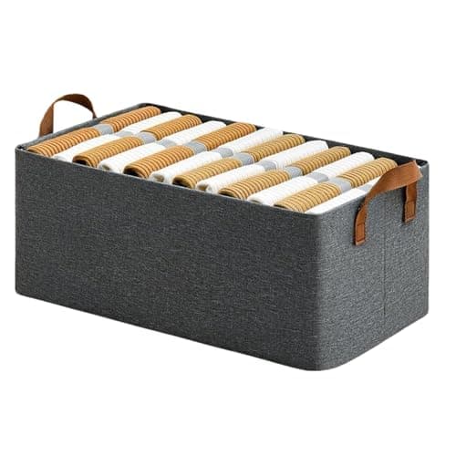 HomeCloud Foldable Cloth Basket for Storage with Metal Frame and Handles, Clothes Organizer for Wardrobe, Clothing Storage Solutions, (Grey, Pack Of 2)