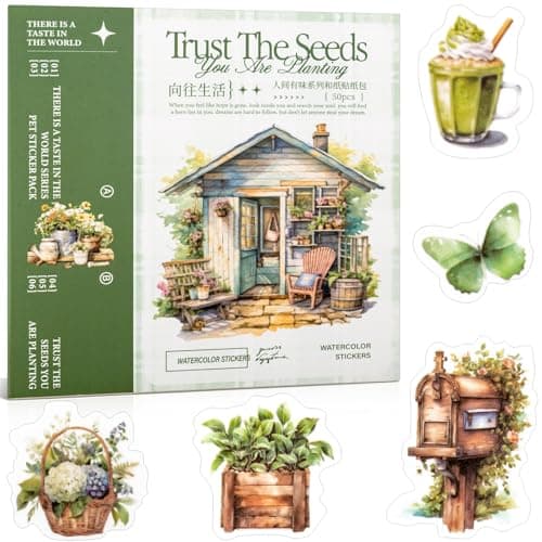 Uideyvi Beautiful Garden Theme Sticker Scrapbooking Supplies for Junk Journal 50 Sheets Washi Stickers Vintage Journaling Stickers Ephemera Sticker Book Pre CutTZ005005