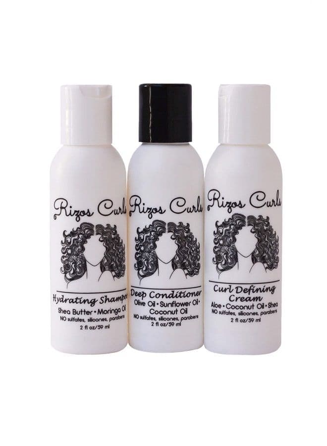 Trio Travel Kit for Curly Hair: Curl Defining Cream, Shampoo, Conditioner (2 fl oz each)