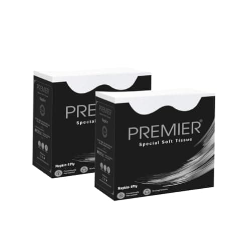 Premier Tissue Paper Napkins, 1 Ply - 90 Pulls (Pack of 2), 180 sheets | Special Soft Tissue Napkins for Salons & Spa, Perfect for event, offices
