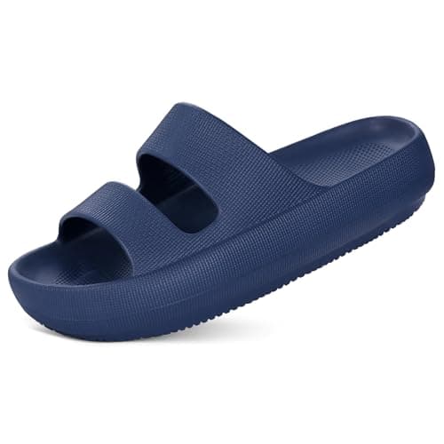 shevalues Orthopedic Slide Sandals for Women with Arch Support Pillow Soft Recovery Slip on Sandals Lightweight Summer Cloud Slippers for Plantar Fasciitis Dark Blue 39