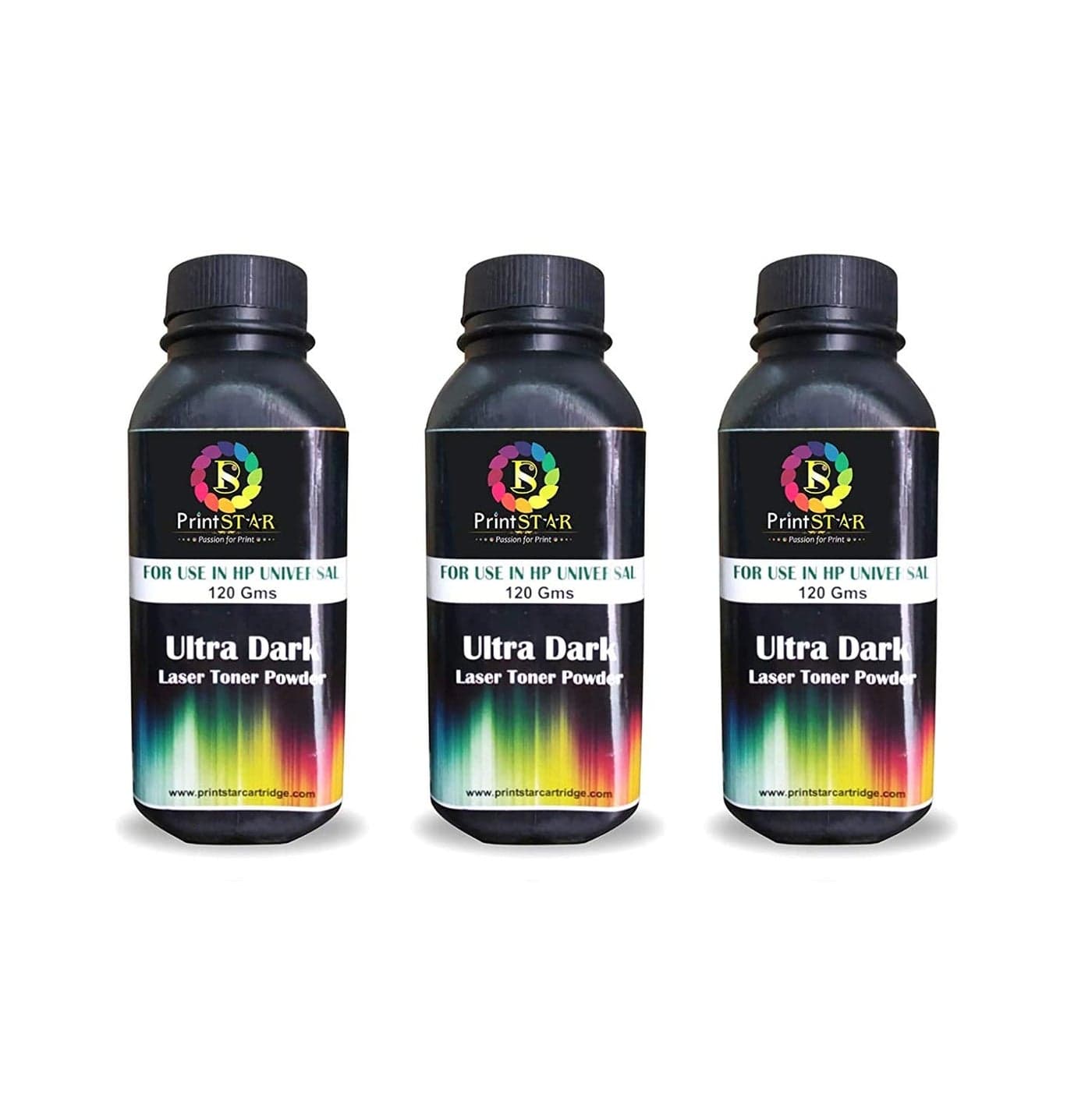 Print Star Ultra Dark Toner Powder Pack of 3 for 12A / 15A / 49A / 53A Canon FX9 Toner Cartridge Single Color Toner (Black)