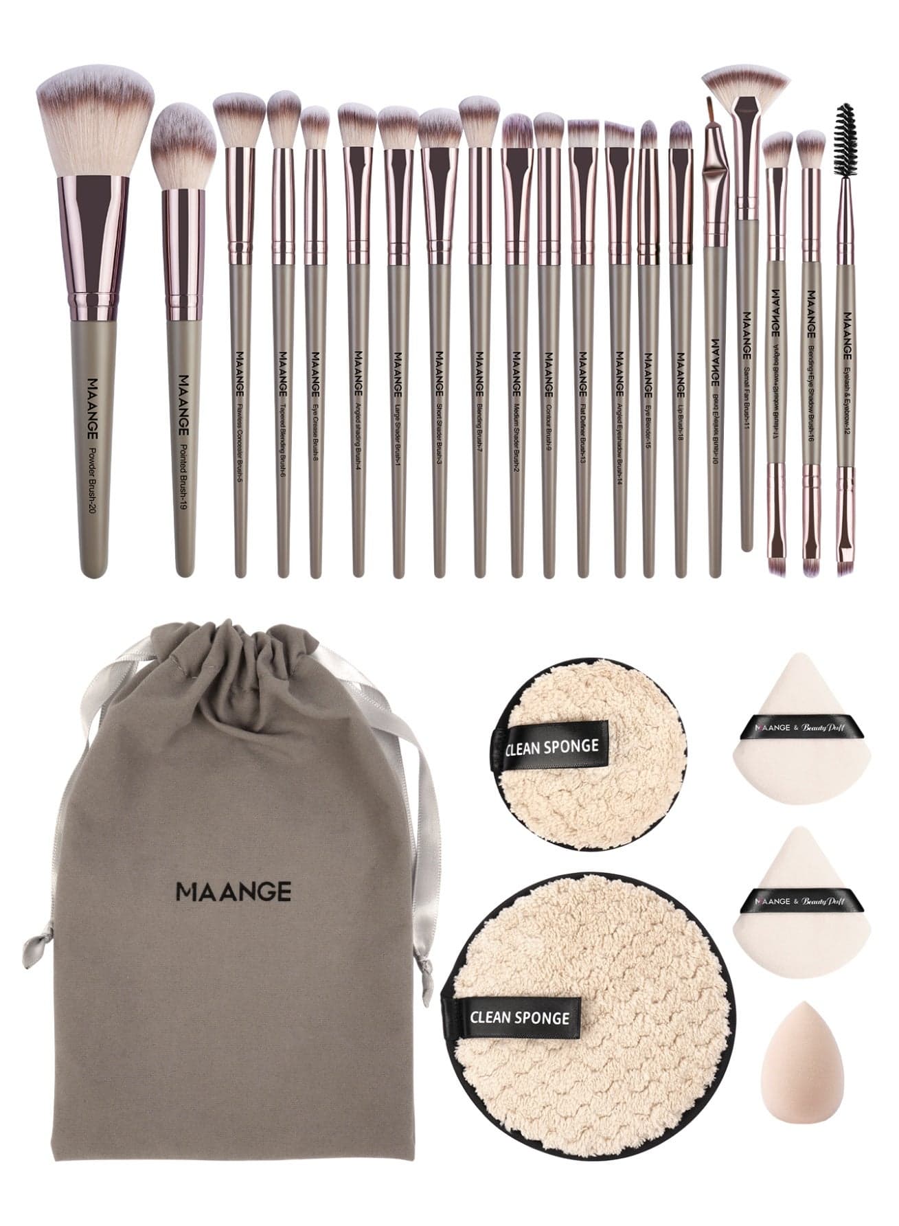 26Pcs Makeup Tool Set, Makeup Brush Sets- Including Blush Brush, Contour Brush, Foundation Brush, Concealer Brush, Eye Shadow Brus, Makeup Sponge,Beauty Egg and Powder Puff Beauty Tool
