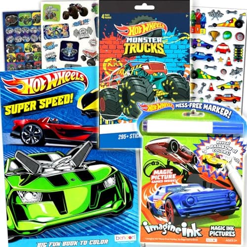 Hot Wheels Coloring Book Set for Kids Bundle with Hot Wheels Car Activity Books Sticker Pads Hot Wheels Hot Rod Imagine Ink Coloring and More