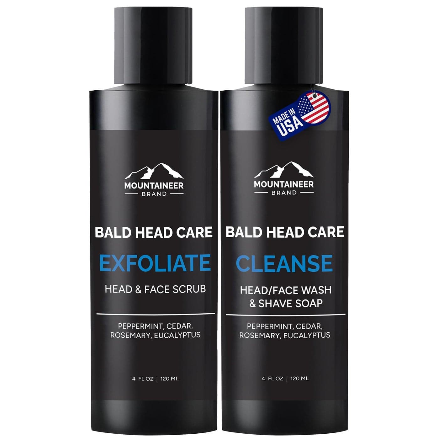 Mountaineer Brand Bald Head Exfoliator Shampoo Cleanse Fresh Natural Scent Bald Head Care for Men Made in WV Exfoliating Scalp Scrub Hydrating Soap Wash 4oz