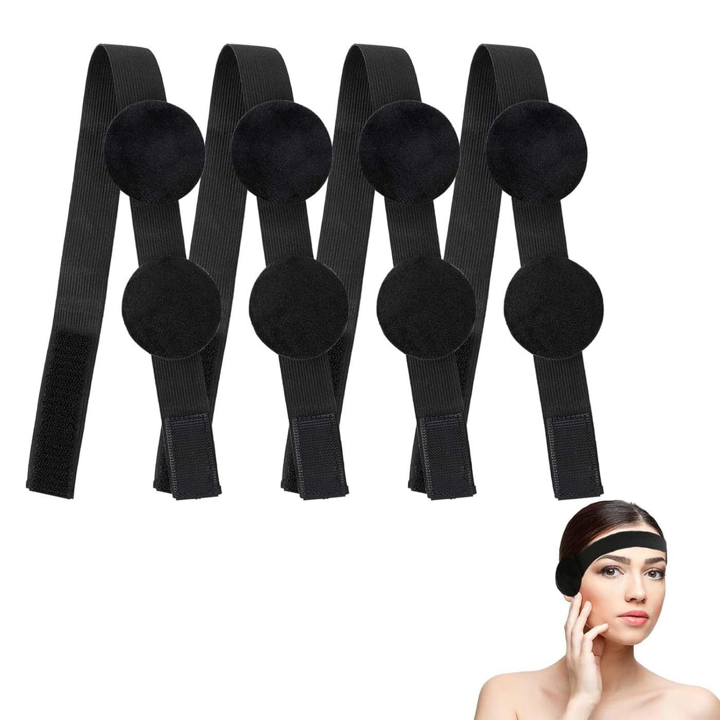 Molain 4 Pcs Black Elastic Bands for Wig for Keeping Wig in Place with Ear Covers Lace Band for Wig Grip Lace Band Melting Band for Lace Front for Women Hair