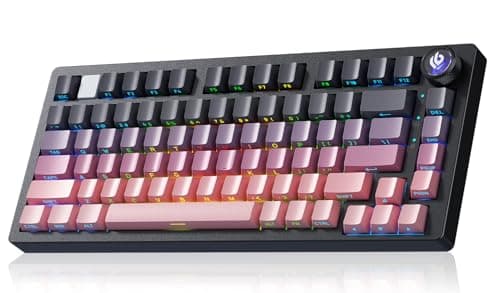 LEOBOG Wireless Mechanical Keyboard75 Gasket Hot Swappable Custom Keyboard with Knob 24GHzUSBCBT50 Mechanical Gaming Keyboards for PCMACWindows Seiya Switch Black Pink HI75C Pro