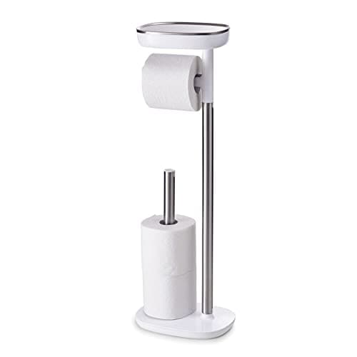 Joseph Joseph EasyStore Butler Toilet Paper Holder Stand and Spare Roll Storage with Shelf and Drawer Stainless Steel