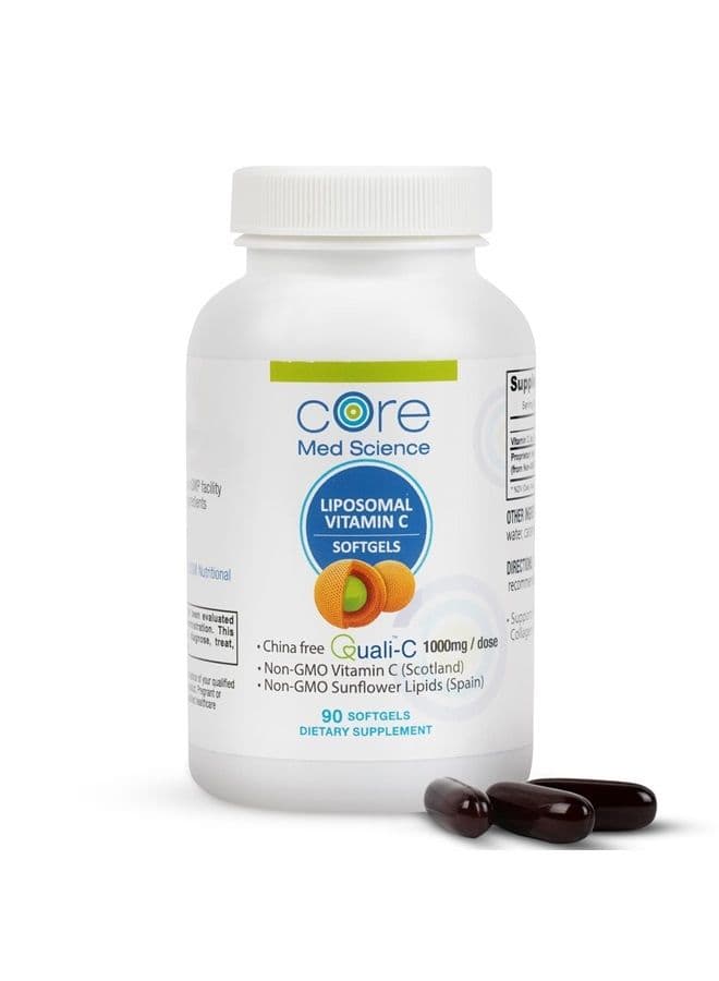 Liposomal Vitamin C 1000mg by Core Med Science, 90 Softgels - Non-GMO Natural Liposomal Vitamin C Supplement That Promotes Healthy Skin - Immune System Booster for Adults, Supports Collagen Formation