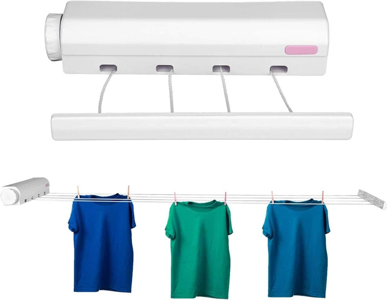 IQS ENTERPRISE Wall Mount Cloth Rope for Cloth Hanging Indoor Outdoor Laundry Drying Balconies Kitchen Flexible Rope Automatic Retractable Clothesline Foldable Wall Mount Cloth Hanger1 pcs