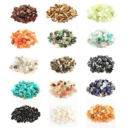 Basigeese Gemstone Chip Beads DIY Jewelry Making Healing Engry Crystals Polishing Crushed Irregular Shaped Beads with Box 15 Materials B