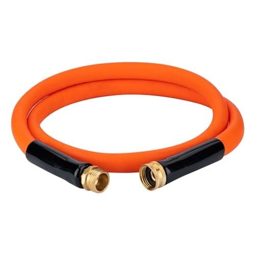EASTRANS Short Garden Hose 5 ft x 58 Heavy Duty Orange Water Hose with 34 Solid Brass Connector Flexible Lightweight Durable Male to Female