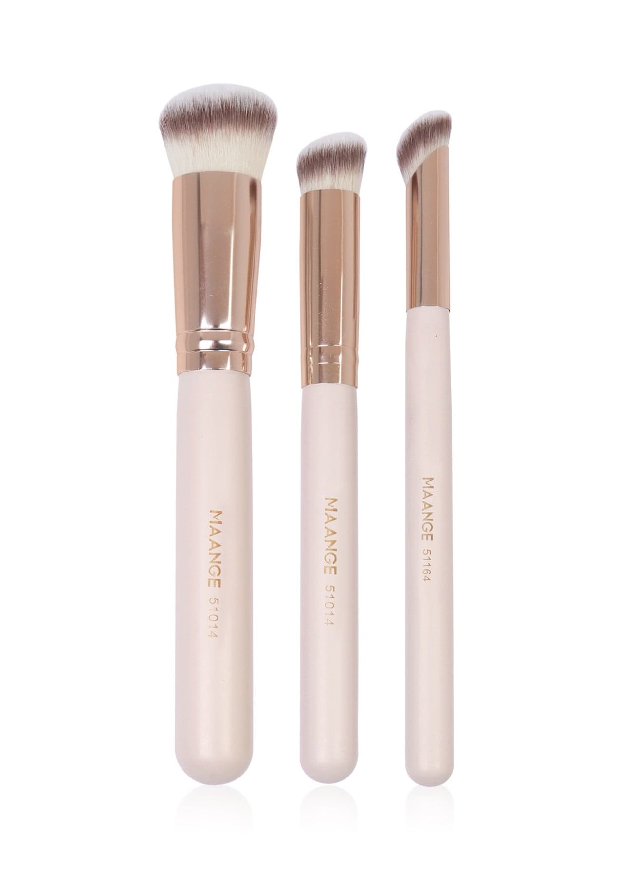 Makeup Brushes Set 3 Pcs Face Makeup Brushes Foundation Concealer Contour Brush, Premium Quality Make up Brushes, Beige