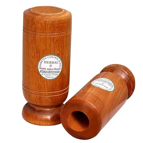 santarms Wooden Ayurvedic Vijaysar Tumbler for Diabetes, Joint Pains, and Blood Sugar Control Made of Natural Wood Pack of 1