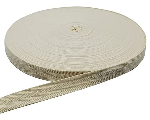 50 Yards Herringbone Tape Ribbon Cotton Ribbon for Sewing Beige 58in