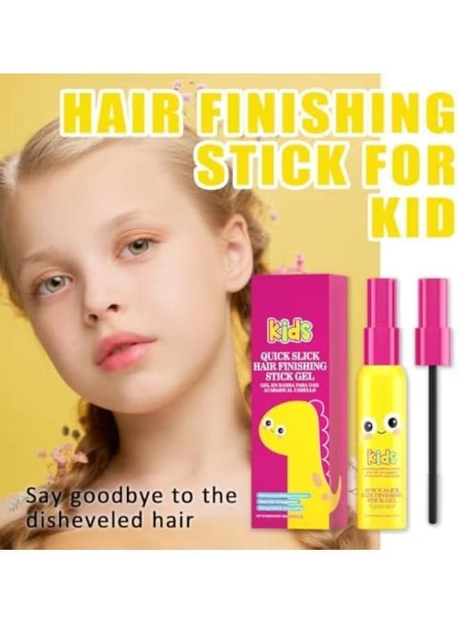 Kids Quick Slick Hair Finishing Stick Gel, 40ml Hair Finishing Stick for Kid, Hair Stick for Flyaways, Dinosaur-Themed Hair Mascara with Gentle Brush - Flyaway Hair Tamer for Children, Non-Greasy Styling Gel for Baby Hairs & Smooth Edges 40ml