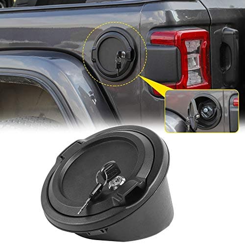 RT-TCZ Fuel Filler Door Locking Gas Tank Cap Cover Accessories for 2018-2024 Jeep Wrangler JL JLU Unlimited Sport Rubicon Sahara 2-Door 4-Door