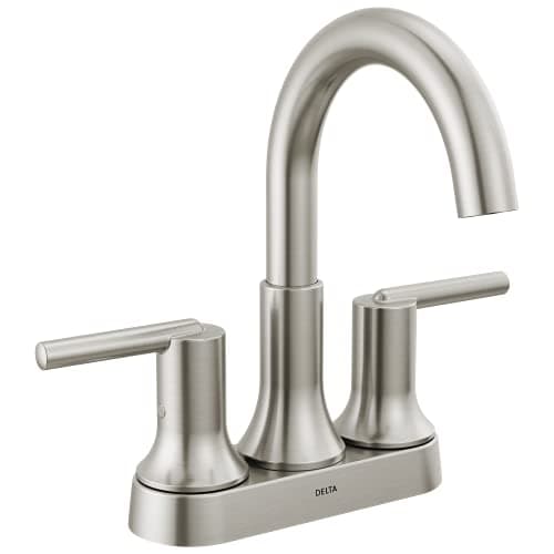 Delta Faucet Trinsic Brushed Nickel Bathroom Faucet Bathroom Sink Faucet Centerset Diamond Seal Technology Metal Drain Assembly Stainless 2559SSMPUDST