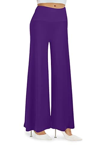 Arolina Women's Stretchy Wide Leg Palazzo Lounge Pants Casual Comfy High Waist Palazzo Pants Purple