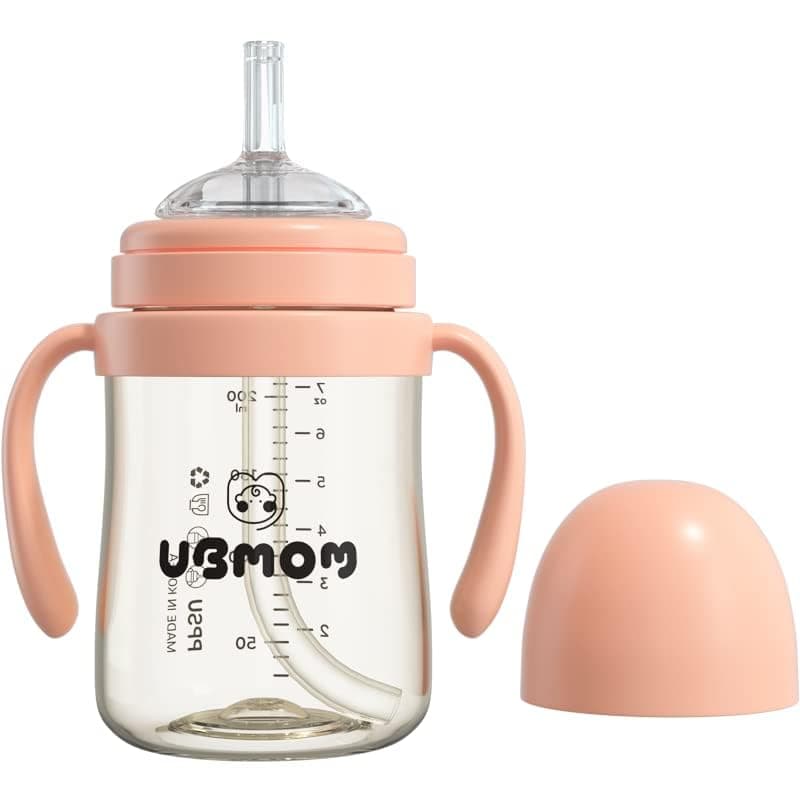 UBMOM Nospill Backflow prevention Sippy Cup with Straw PPSU Learner Cup with Handle for Baby and Toddlers BPA free 676oz Strawberry