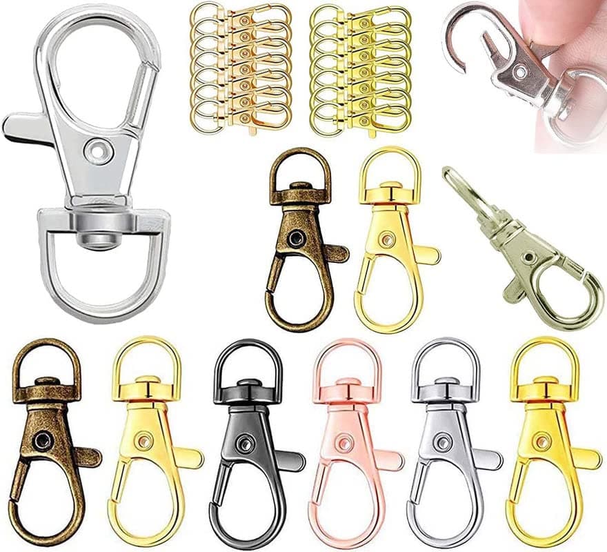 DIY Crafts 50 Pcs Pack, Silver Color, (50 Pcs Pack, Silver Color) Metal Lobster Claw Clasps Wide 3/4 Round Ring 360 Swivel Trigger Snap Hook for Specialist ID Keychain Key (50 Pcs Pack, Silver Color)