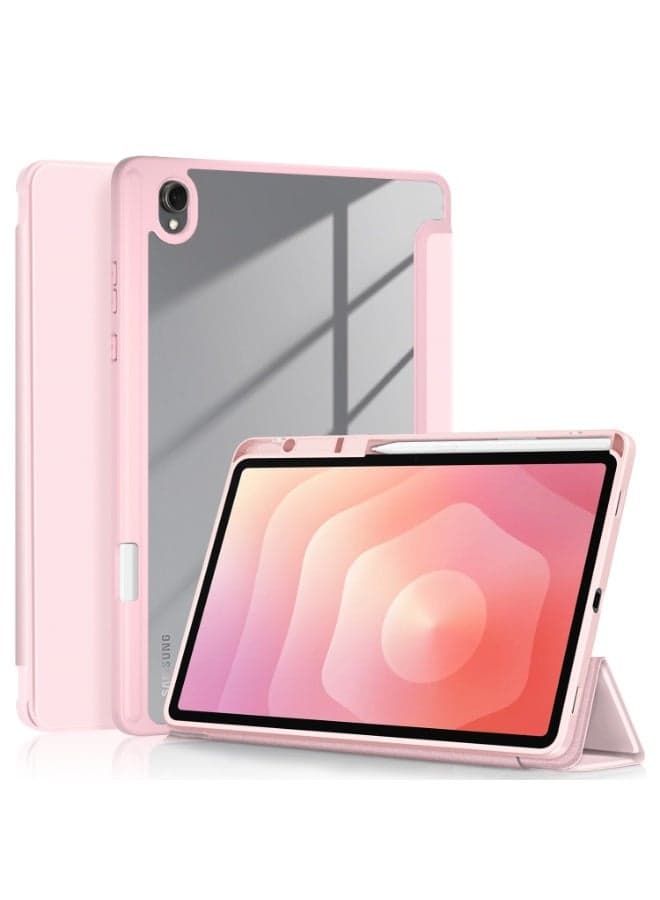 Case for Samsung Tab S11 SM-X730 11 Inch with Pen Holder,Clear Transparent Hard PC Back Cover Smart Trifold Stand Case for Galaxy Tab S11 ,Auto Wake/Sleep