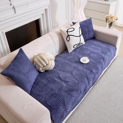 HOMETHREADS Couch/Sofa Covers | Luxurious Slipcover Solutions for Sofas, Armchairs, and Loveseats (Blue_Coco, 1 Seater | 70x70cm)