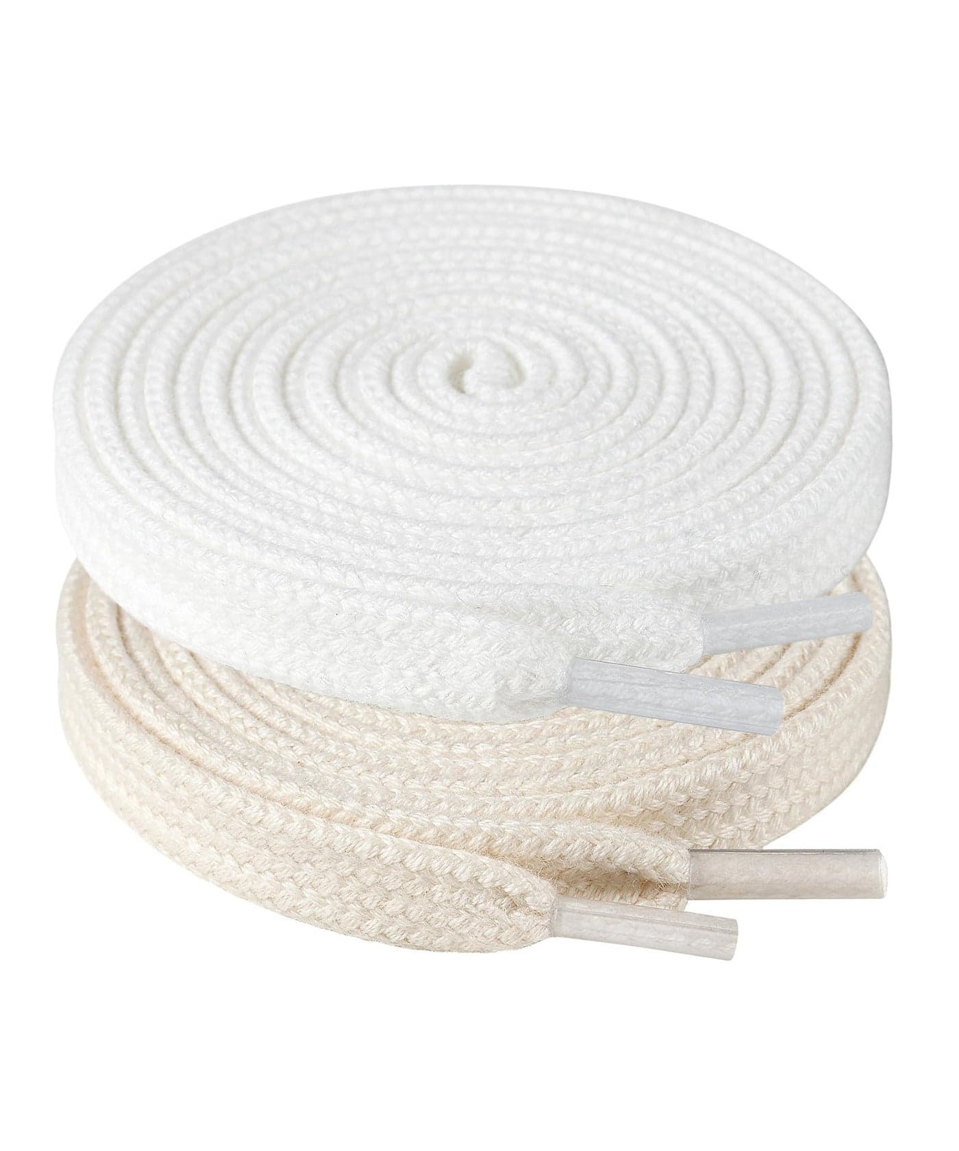 Handshop Wide Flat Athletic Shoelaces 5/16"(2 Pair) - Shoe Laces for Sneakers and Casual Shoes Replacements Beige+Off White 55 inch (140cm)