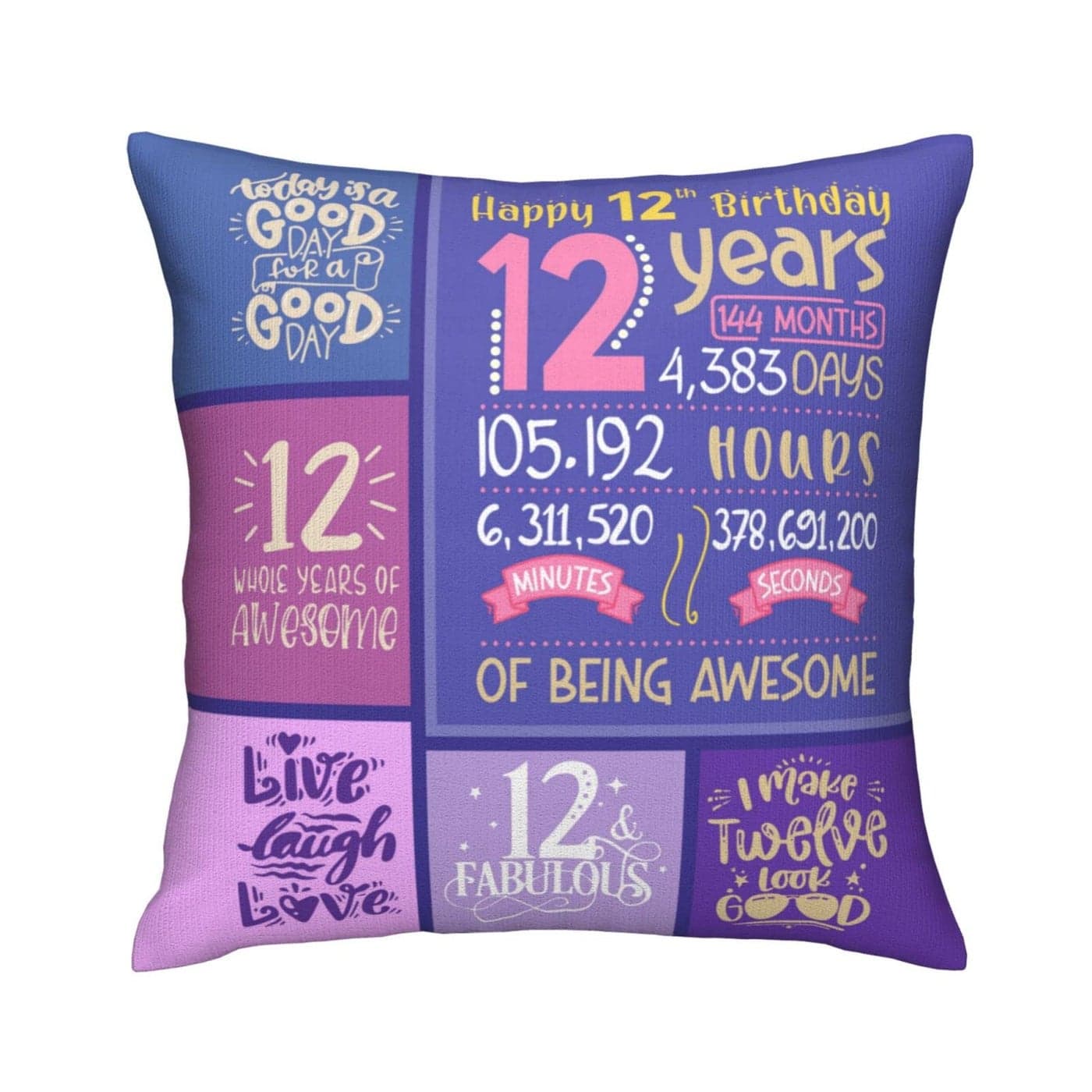 Skizbcw 12 Year Old Girl Gifts Ideas Top Birthday Gifts for 12 Year Old Girl 12th Birthday Decorations for Girls 12th Girls Gift for Bday Throw Pillow Covers 18 x 18 inch