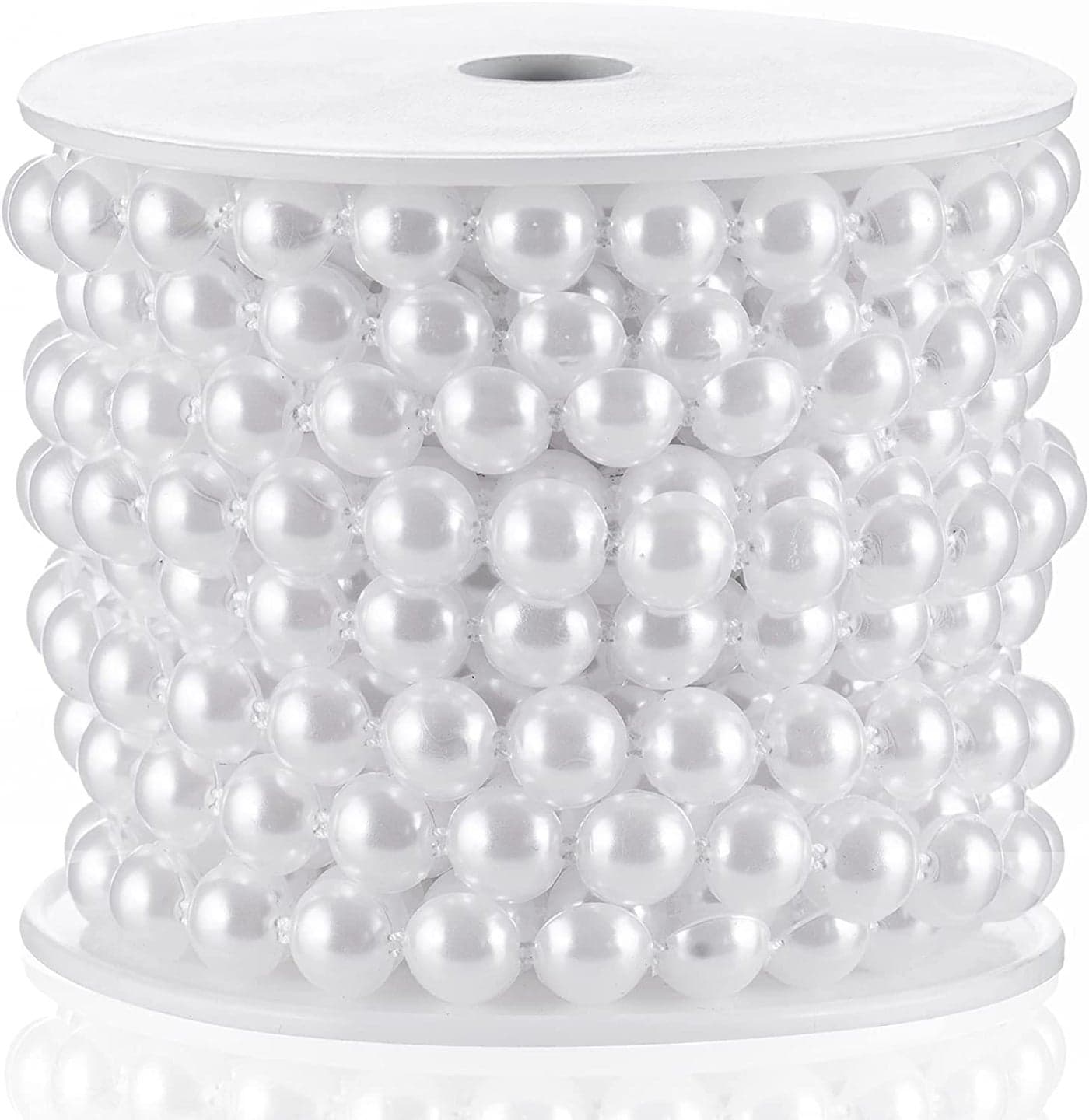 Flat Pearl Garland String 11 Yards 10MM HalfRound Beaded Spool Roll Crafts for Wedding Decoration White