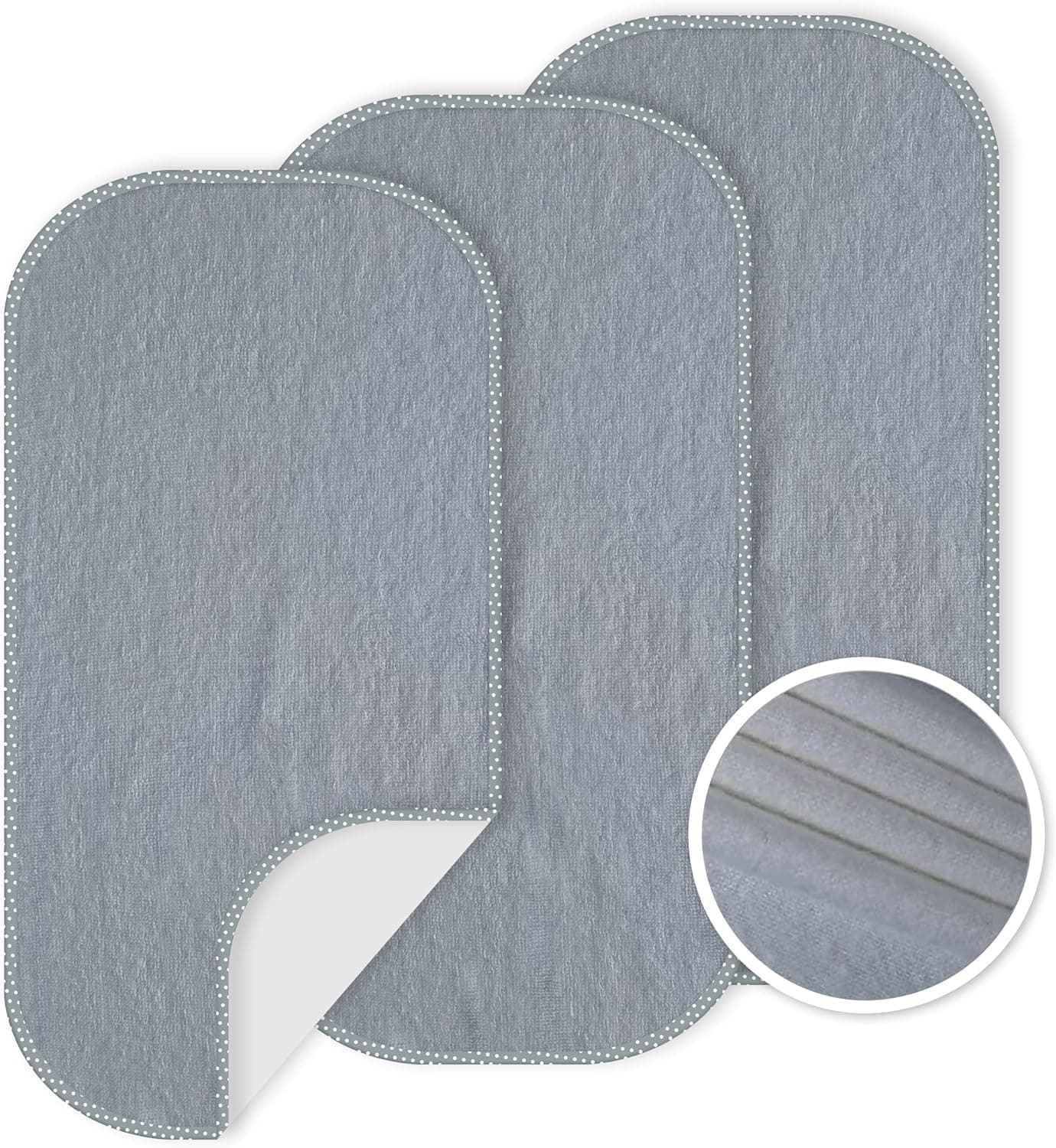 Baby Waterproof Changing Pad Liners 3 Pack Washable Reusable Changing Table Cover Liners Double Portable Diaper Pads Grey