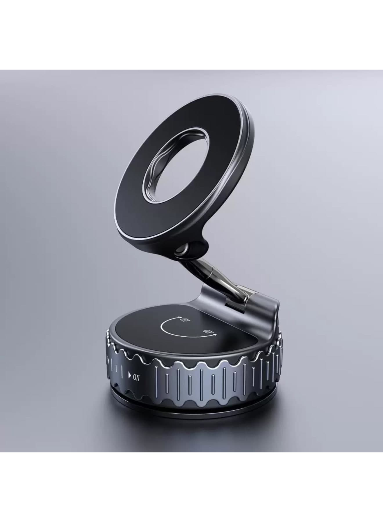 Magnetic Phone Holder, Foldable Vacuum Suction Car Mount with Strong Grip, 360° Adjustable One-Hand Operation Stand Smartphones, Universal Dashboard Windshield Mount, Gym, Black