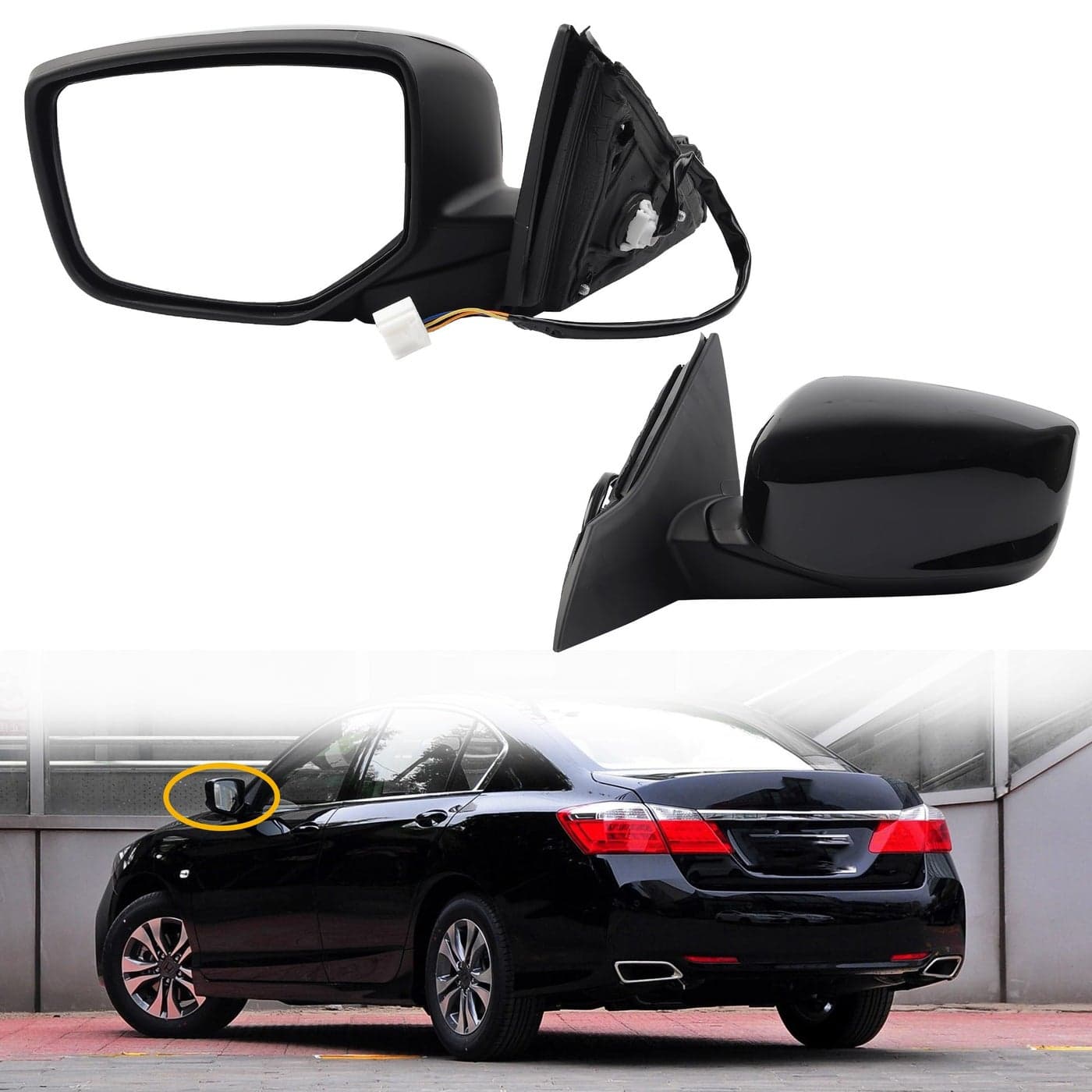 Dasbecan Driver Left Side Mirror Compatible with 20132017 Honda Accord With Power Glass Replaces 76258T2FA11 HO1320272 Outer Rearview Mirror Black Color 3Pins
