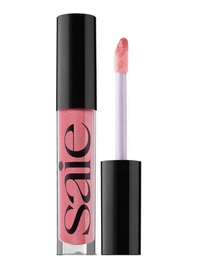 Saie Glossy Bounce™ High Shine Lip Gloss - Disco - pinky pink shimmer , Moisturizing Oil Infused, 5ml