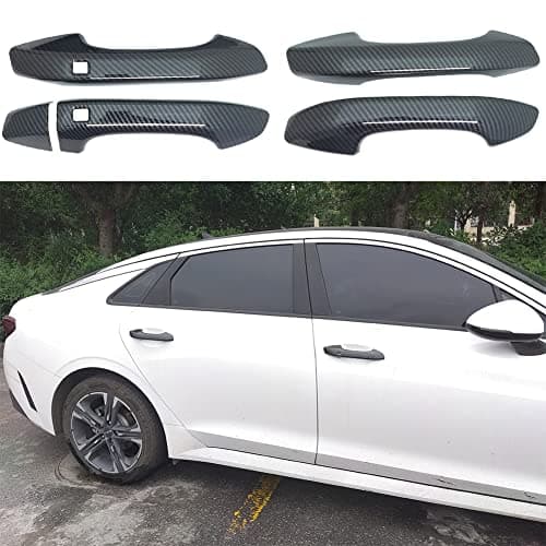 AOKIO ABS Carbon Fiber Style Exterior Door Handle Cover Trim for Kia K5 2020 2021 2022 2023 2024 2025 with Smart Keyhole Not for Optima 20152019