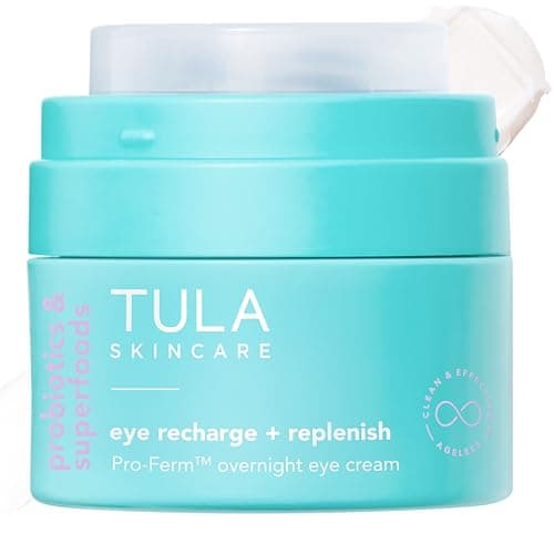 TULA Skin Care Eye Recharge Replenish ProFerm Overnight Eye Cream with Retinal Protects Intensely Hydrates Minimizes the look of Fine Lines Wrinkles 05 Fl oz