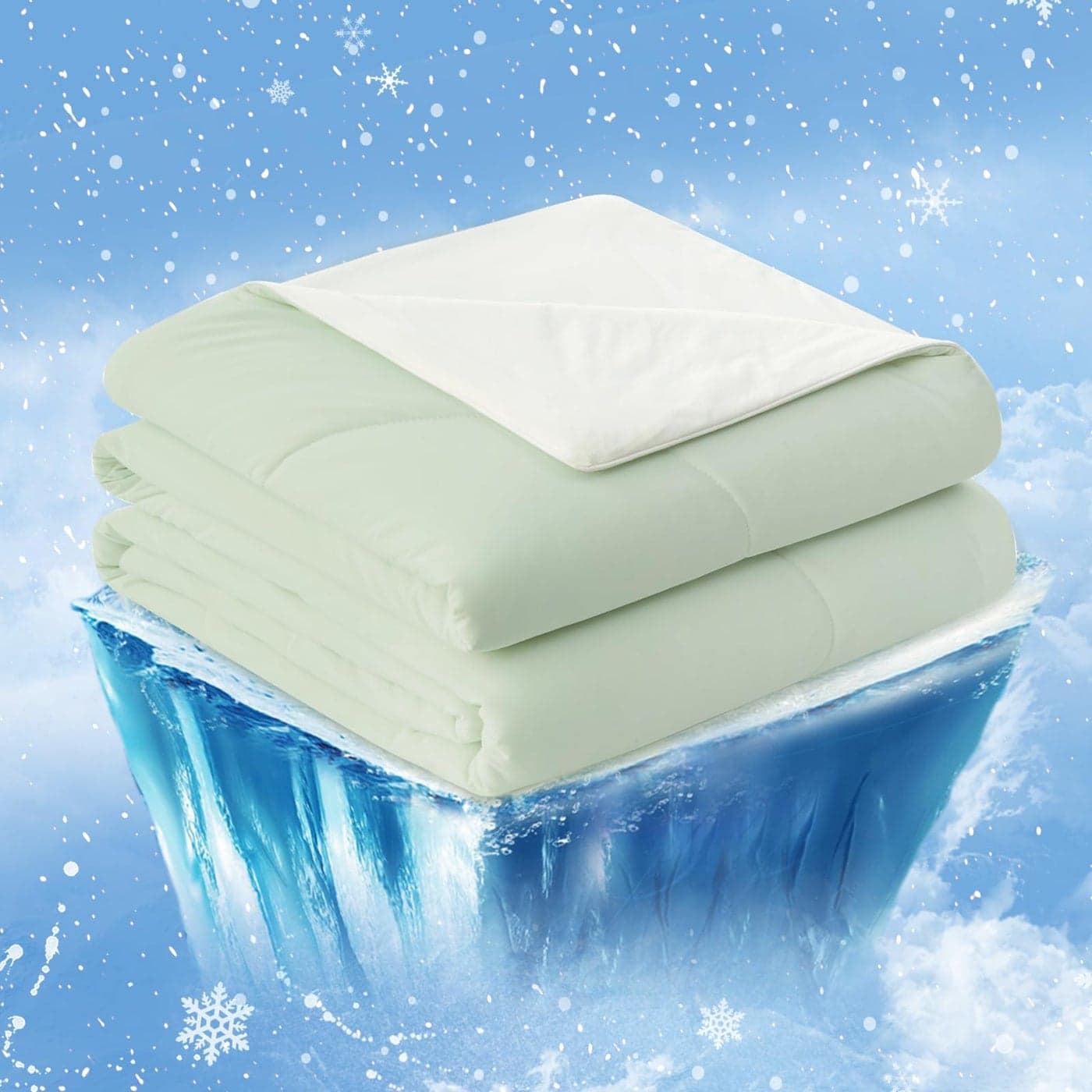 Cozy Bliss Cooling Comforter Twin Size Cooling Blankets for Hot Sleepers and Night Sweats Light Mint Green Cream Summer Comforter for Twin Size Bed Breathable Soft Lightweight Silk Smooth