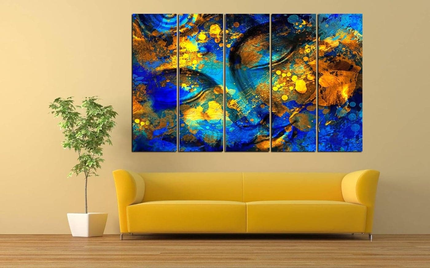 KYARA ARTS wood framed Buddha wall painting with frame multicolour 30inch x 50 inch set of 5 pcs (Design-4)