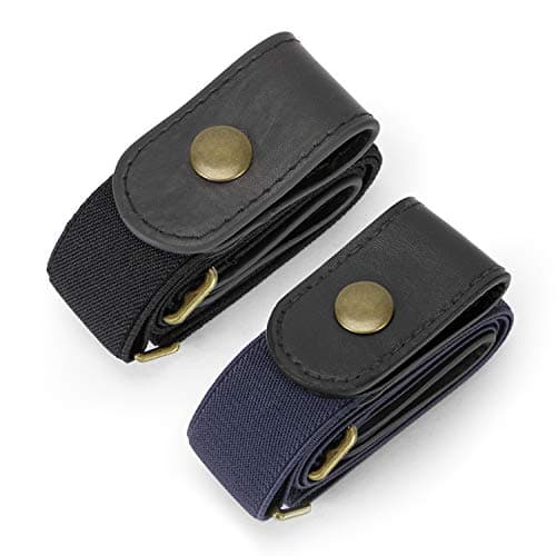 2 Pack Buckle Free Comfortable Elastic Belt for Wmen or Men, Buckle-less No Bulge No Hassle Invisible Belts