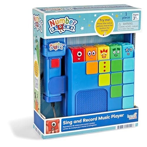 hand2mind Numberblocks Sing and Record Music Player Kids Karaoke Microphone Musical Toys Toddler Boombox Counting Toys Preschool Math Learning Activities Numbers for Toddlers Birthday Gifts