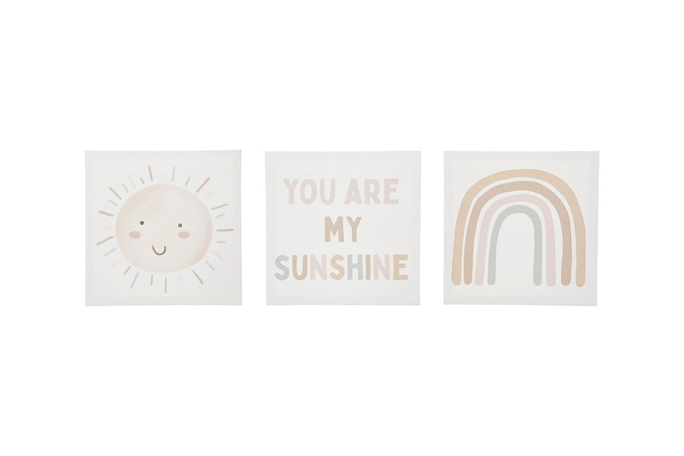 Kate Milo Rainbow Canvas Artwork Earth Tone Nursery Dcor Gender Neutral Baby Wall Art Set of 3