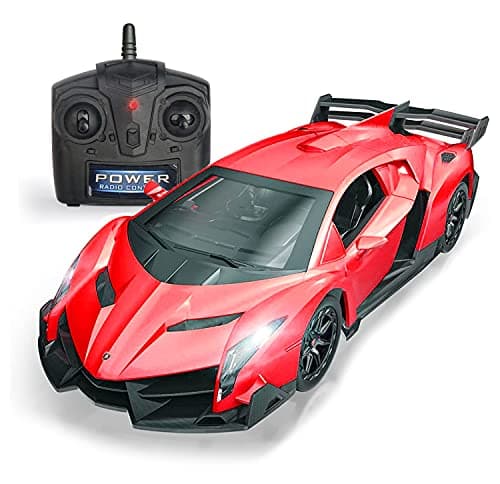 QUN FENG Remote Control RC CAR Racing Cars Compatible with Lamborghini Veneno Officially Licensed 124 Toy RC Cars Model Vehicle for Boys 678 Years Oldred