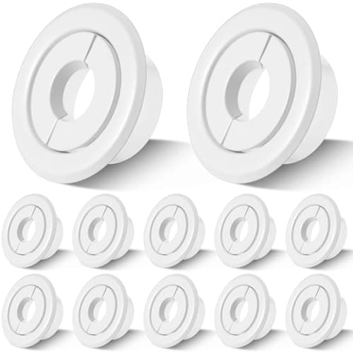 Shimeyao 12 Pcs Retrofit Recessed Fire Sprinkler Escutcheon 12 Ips Split 3 Piece 34 Adjustment Sprinkler Head Cover Plate Trim Ring for Fire Trim Ceiling White