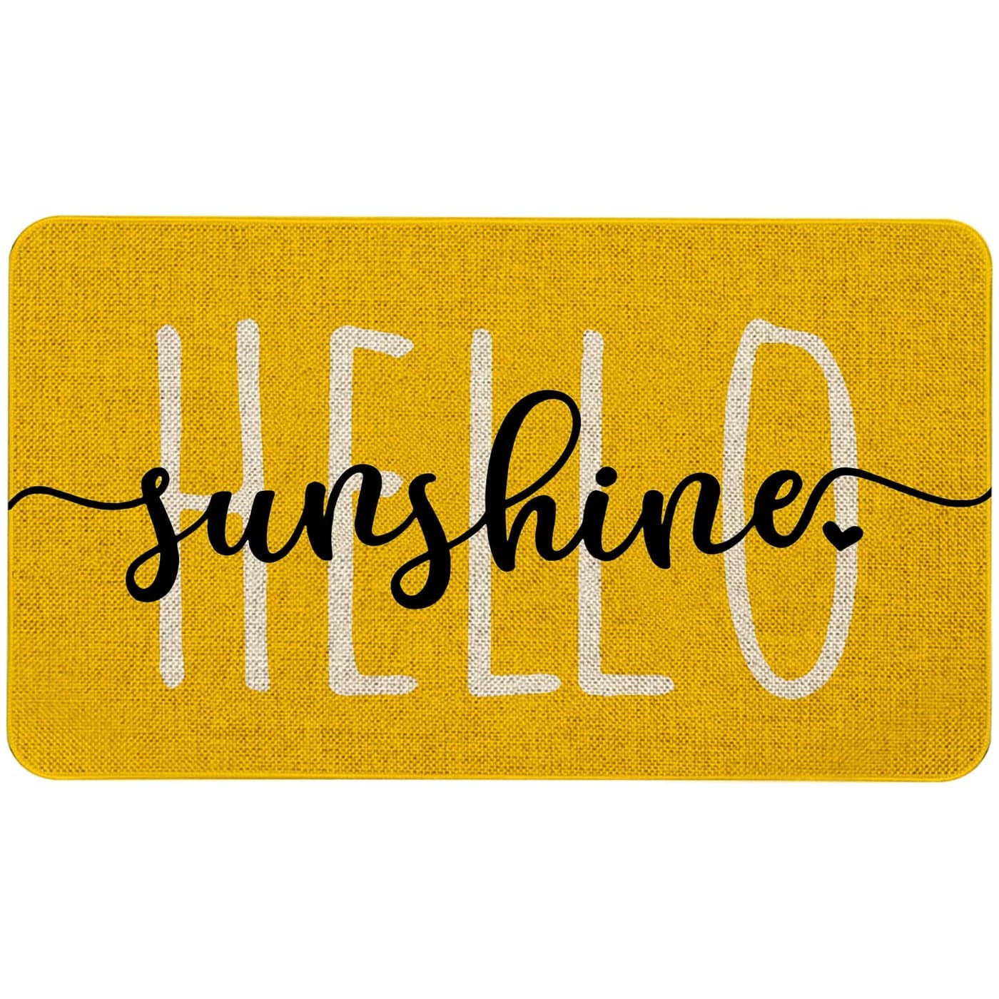 Mloabuc Hello Sunshine Door Mat Summer Funny Text Indoor matHoliday Creative Decorative Seasonal Burlap Spring Welcome Floor Yellow Mat Switch Mat for Outdoor 17 x 30 in