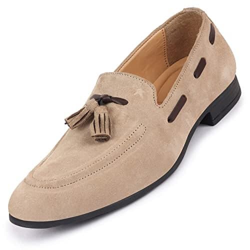 FAUSTO Men FST KI-8809 CHEEKU-42 CHEEKU Suede Leather Tassel Loafers| Slip-On Party & Formal Dress Casual Shoes|Shoes for Weddings & Parties | Comfort Moccasins (UK 8)